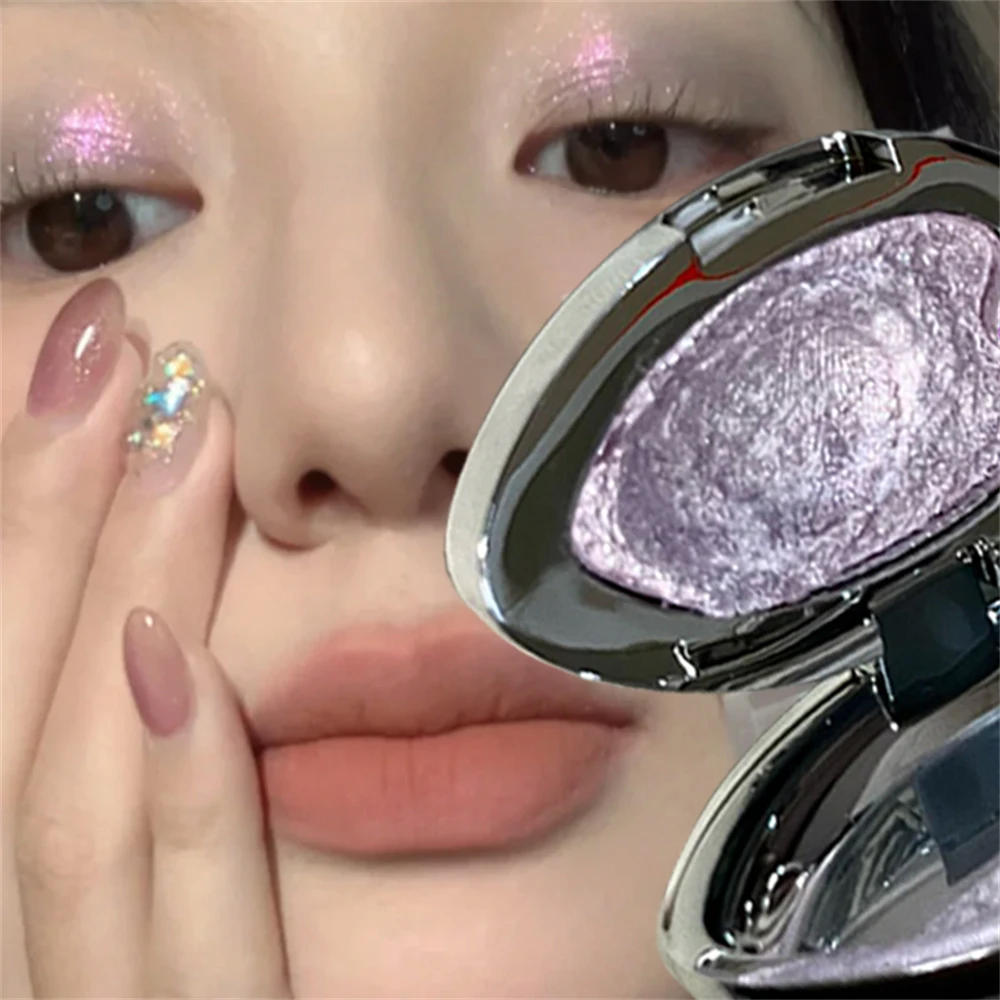 Description Picture 3 of itemSmoked Punk Green Pearl Eyeshadow Diamond Metallic Brighten Mashed Potato Glitter Highlighter Plate Makeup Sparkling Chameleon