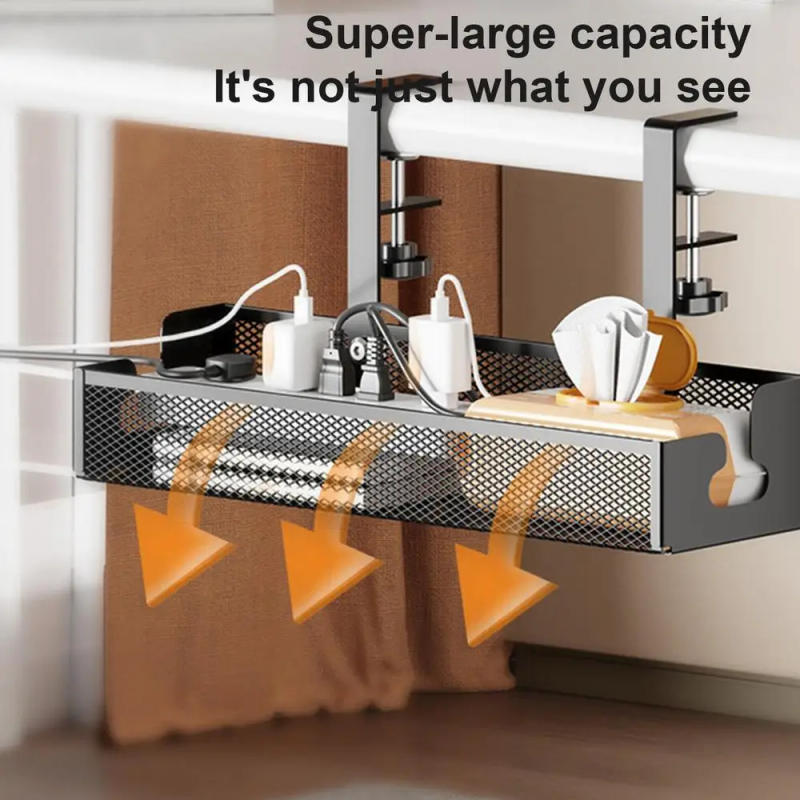 Description Picture 5 of itemHome Office Desk Wire Organizers Under Table Storage Rack Cable Rack Table Bottom Rack Outlet Holder Hanging Rack Line Finishing