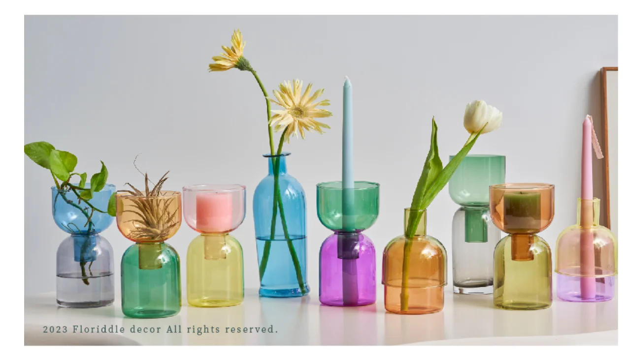 Description Picture 5 of item2pc Set Mini Vases Terrarium Hydroponic Plant Pot Glass Vase Wedding Flowers Candle Holders Decor Avocado Glass Growing Bud Vase