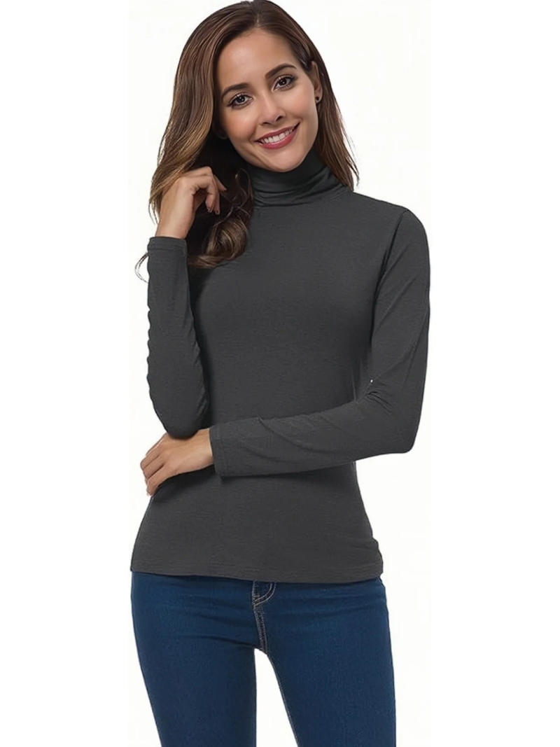 Description Picture 6 of itemWomens Turtleneck T-Shirt Set  Soft Knit Casual Long Sleeve Tops for Spring & Fall  Stylish Basic Closet Essentials