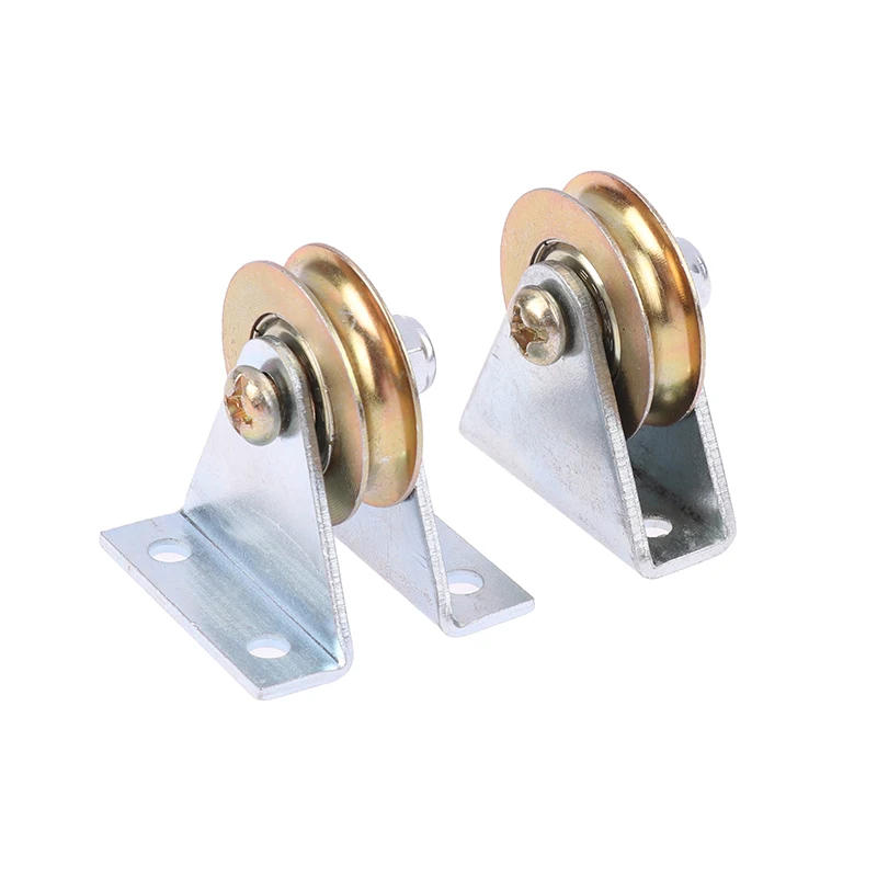 Description Picture 4 of item1 Set 6.4*32*8 Door roller shaft Bracket Pulley 6mm Wire Rope Pulley Fixed Roller Over-line Hanging Wheel Guide Wheel U Wheel