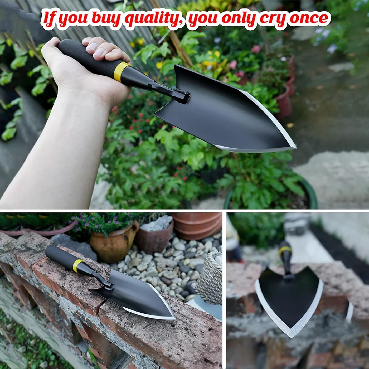 Description Picture 6 of itemGarden Shovel - Heavy Duty Gardening Hand Trowel, Carbon Steel Garden Trowel with Rubberized Handle, Trowel Garden Tool for Dili