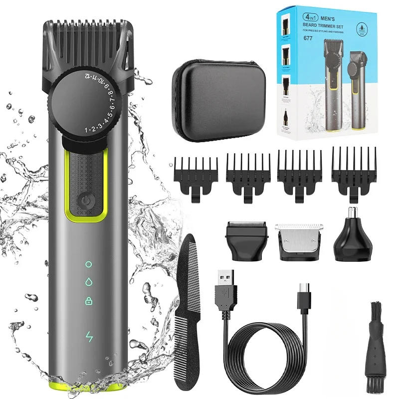 Description Picture 2 of itemRESUXI 677 Professional Household 4 in 1 Hair Trimmer Multi-function Hair Clipper Electric Shaver Nose Eyebrow Hair Grooming Kit