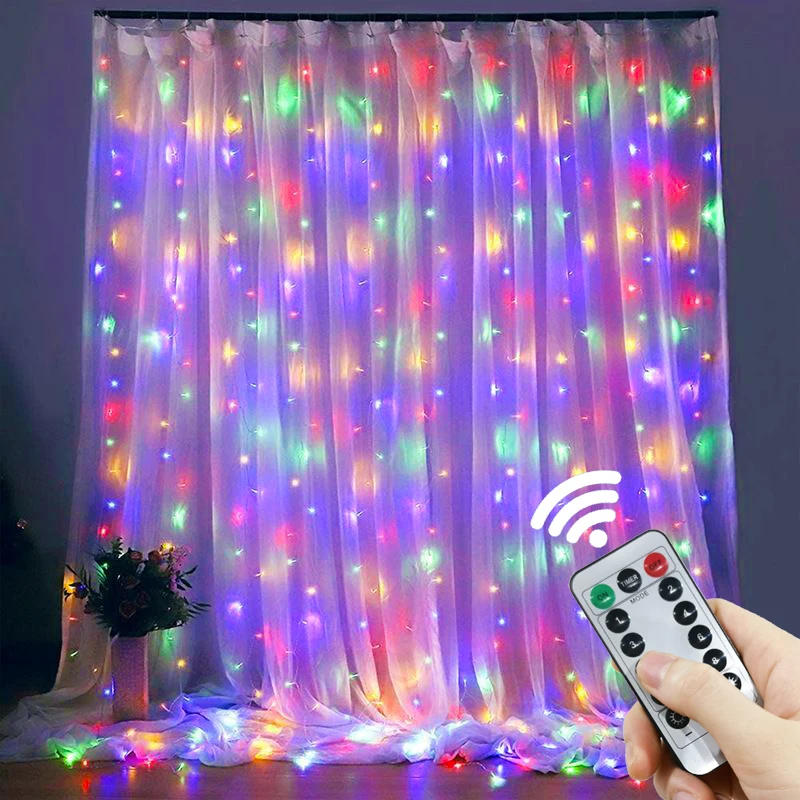 Description Picture 3 of itemLED Curtain Lights Warm Fairy String Lights Festival Lighting Rainbow Window Lamp Home Bedroom Wedding Christmas Decoration