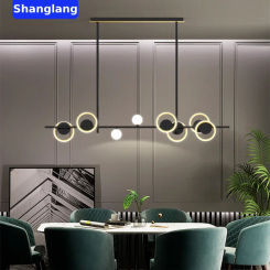 Modern Simple Nordic LED Kitchen Decor Lighting Black Chandelier Dining Room Island Hanging Lights Bar Counter Fixtures