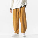 Men's Casual All-match Drawstring Sweatpants Anti-wrinkle Corduroy Loose Trousers Japanese Street Retro Plus Size Harem Pants