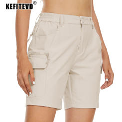 KEFITEVD Summer Quick Dry Hiking Shorts Women's Water Resistant Lightweight Cargo Short Breathable Outdoor Running Golf Bottoms