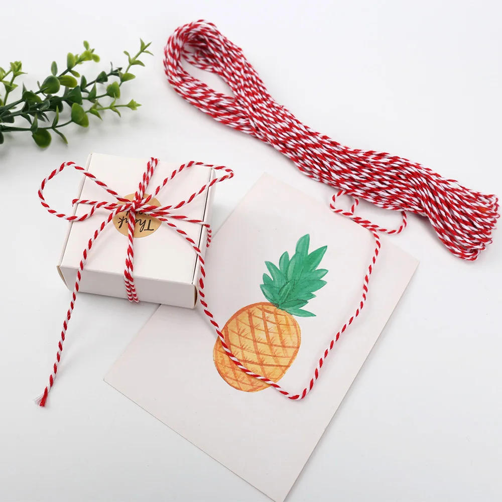 Description Picture 5 of item10-20m Jute Rope Cotton Strings Red White Twisted Cords Gift Bags Boxes Wrap Ribbon Wedding Birthday Christmas Party Supplies
