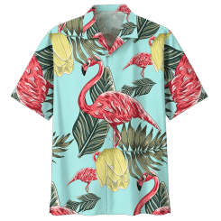 Vintage Flamingo Muster Hawaii Hemden für Männer 3d gedruckt Tier vögel Kurzarm Straße Knopf Bluse übergroße Revers Shirt