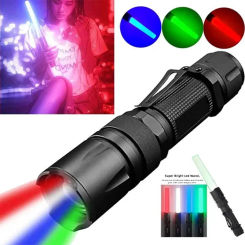 4 in 1 Multicolor Zoom Led White/Red/Green/Blue Lighting Flashlight Outdoor Photographic Selfie Hiking Camping Light
