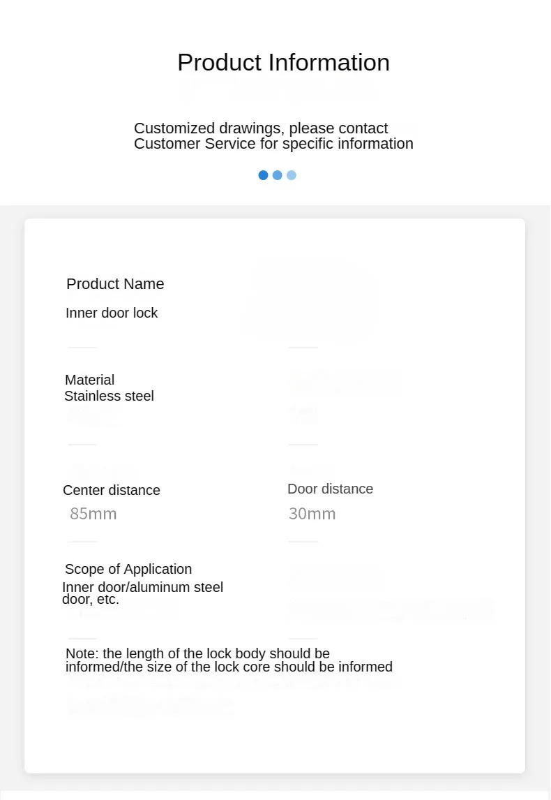 Description Picture 5 of item85mm series lock body, Stainless Steel inner door aluminum alloy door parts, indoor wooden door lock accessories