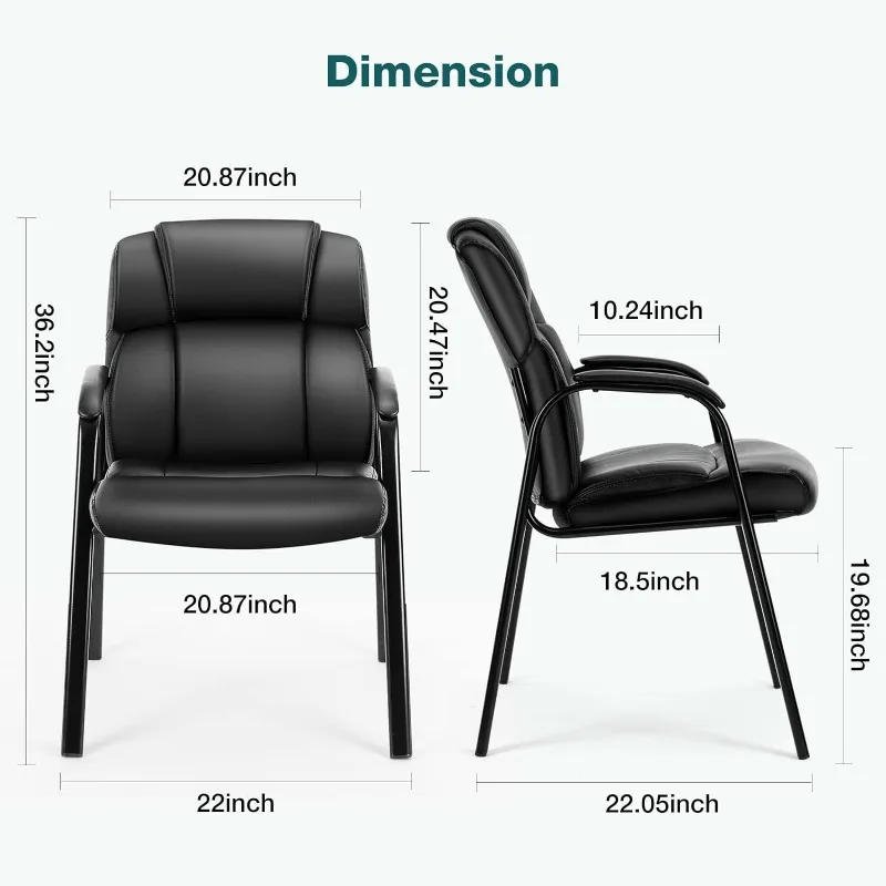 Description Picture 4 of itemWaiting Room Reception Chairs Set of 4, Leather Office Desk Guest Stationary Side Chair with Padded Arms