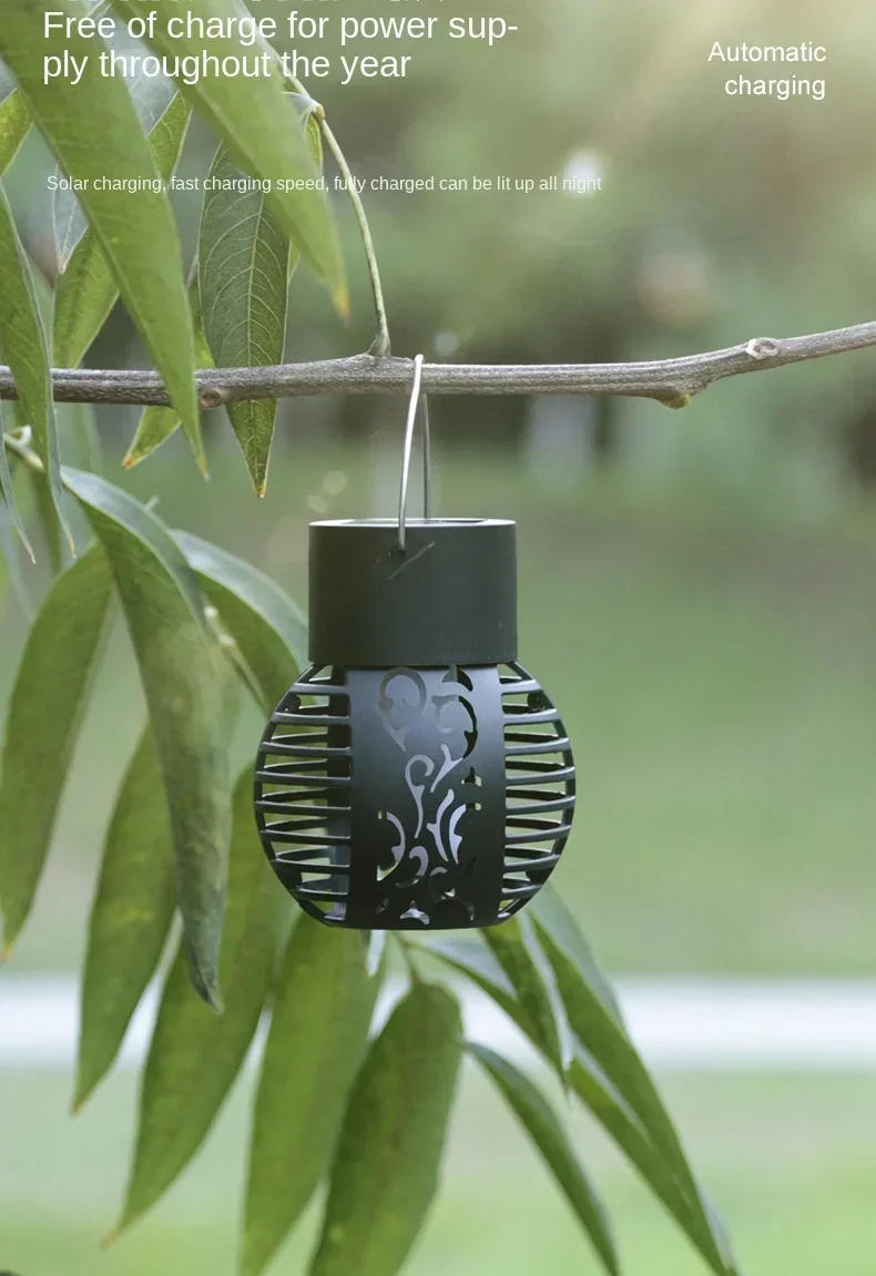 Description Picture 2 of itemSolar Flame Light Garden Lights Outdoor Waterproof Solar Hanging Lantern Hollow Flickering Flame Lawn Lamp for Garden Patio