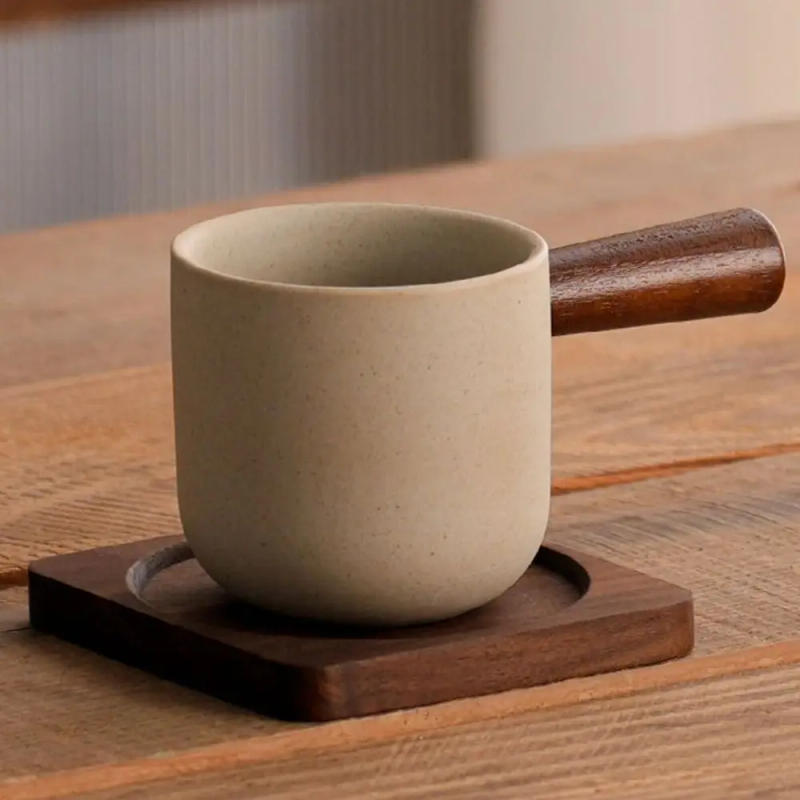 Description Picture 5 of itemWine Mug Ceramic Coffee Cup Wooden Handmade Teacup Bowl Thicked Heat-resistant Tea Drinking Cup Girl