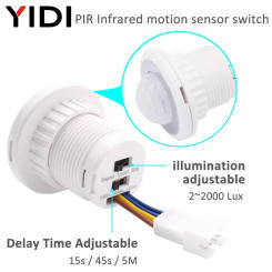 1pc IR Infrared Adjustable Time Delay 110V 220V AC Human Body Induction Detector Pir Motion Sensor Switch Light Lamp Auto On Off