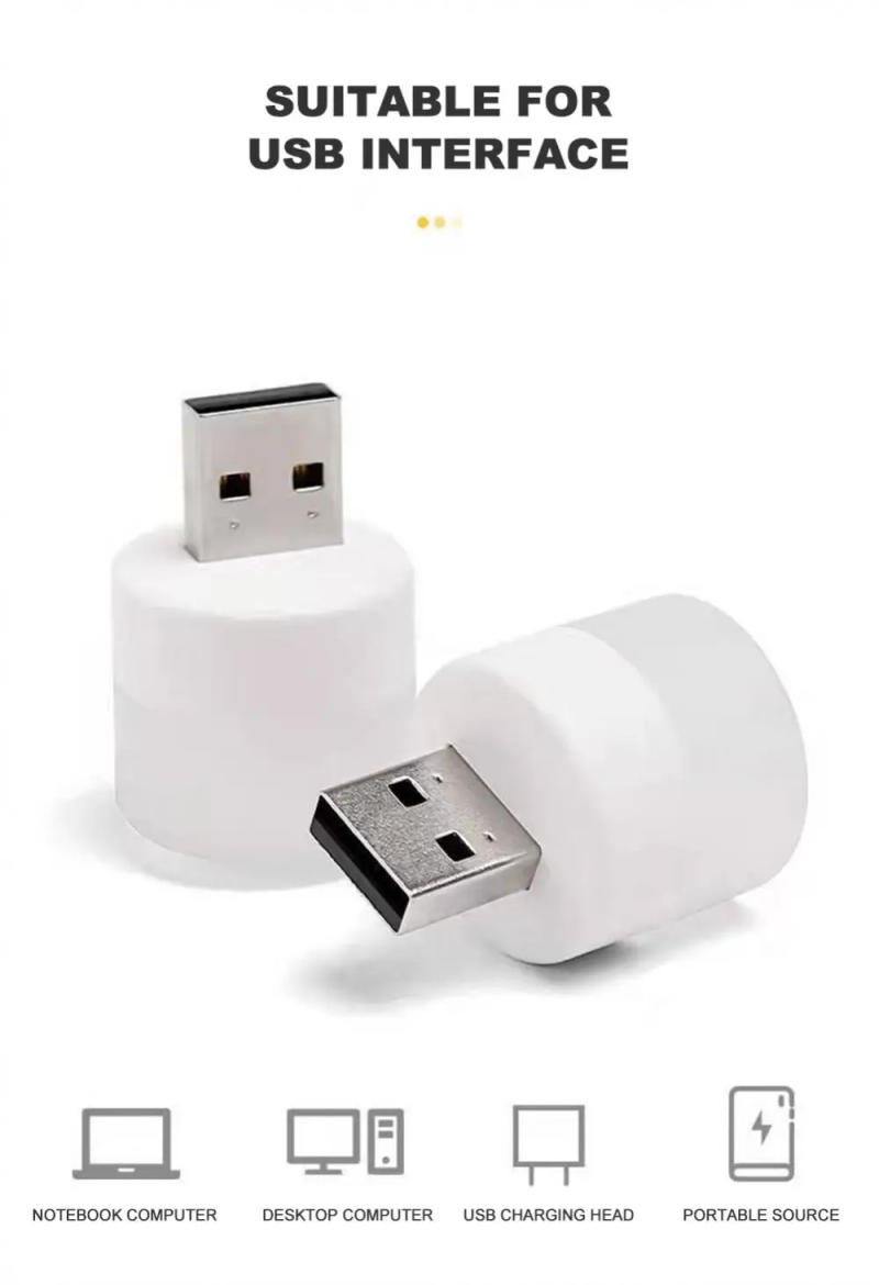 Description Picture 6 of itemUSB Book Lights Plug Lamp Night Light USB Mini LED Computer Mobile Plug Book Lamps Power Bank Charging Small Round Reading