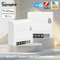 SONOFF MINI R2 WiFi Switch ZBMINI Smart Timer Switch Module 10A 2 Way Switch Voice Remote Control DIY For Smart Home Automation