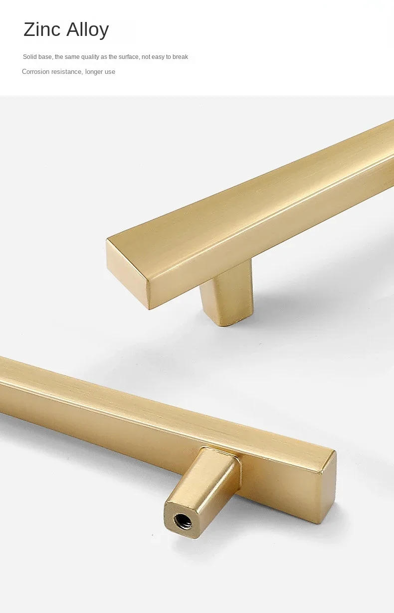 Description Picture 5 of itemCabinet Handle Drawer Door Furniture Hardware Dresser Knobs Brushed Gold Square Bar Hardware Pulls Cupboard Handles