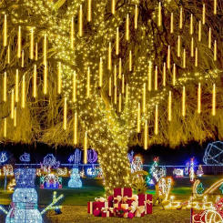 32/24/16/8Tube Meteor Shower Rain Lights Outdoor Falling Raindrop Fairy String Light for Street Garland Christmas 2025 New Year