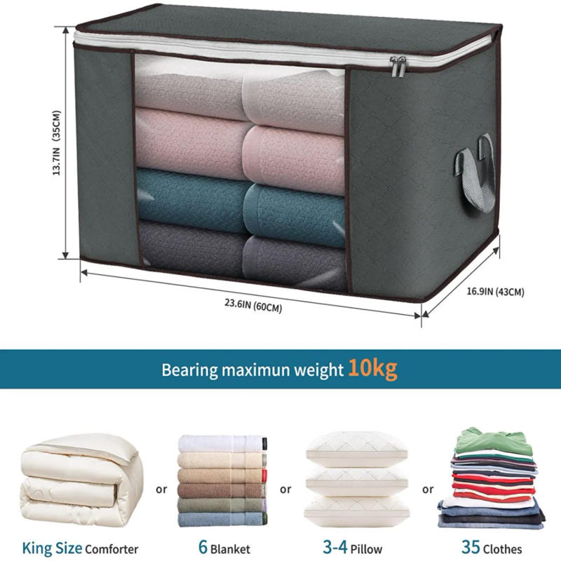 Description Picture 3 of itemLarge Storage Bags, 2 Pack Clothes Storage Bins Foldable Closet Organizers Storage Containers with Durable Handles Thick Fabric