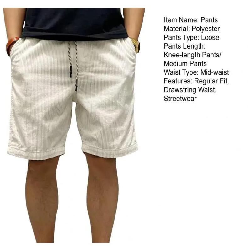 Description Picture 3 of itemSolid Color Shorts for Men Men Casual Shorts Men's Casual Drawstring Shorts with Pockets for Fitness Outdoor Running for Summer