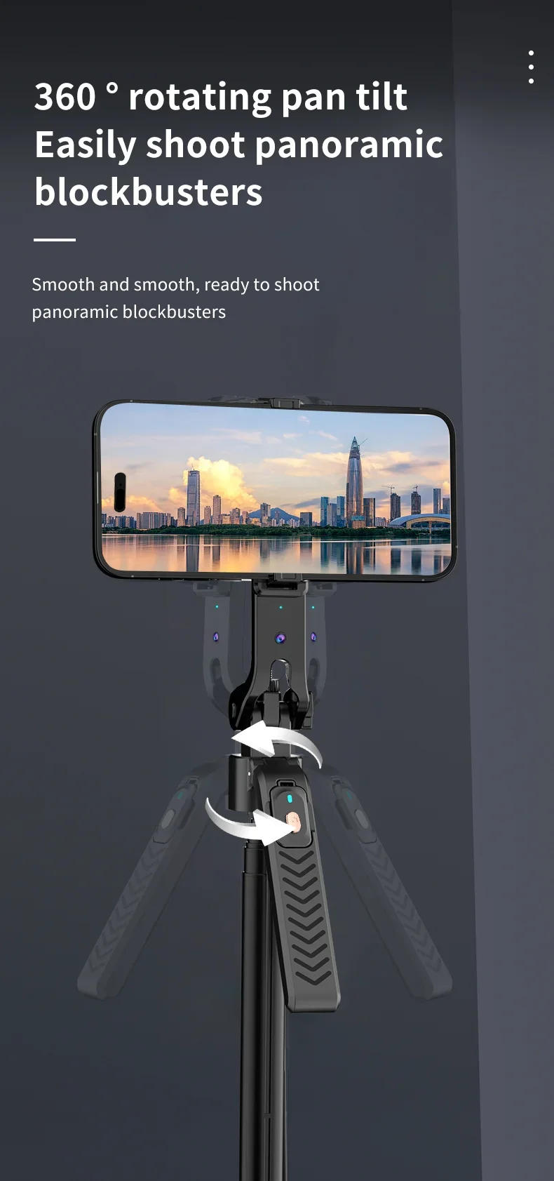 Description Picture 6 of itemCL09 1.8m Handheld Selfie Stick 360 Degree Rotation AI Intelligent Tracking Gimbal Tripod 3 in 1 Gimbal Stabilizer Selfie Stand