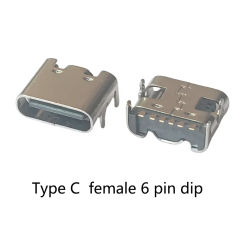 10PCS Type-C USB 3.1 Connector Data Transfer 6PIN DIP Female Jack Socket Terminal Phone Notebook Laptop Tail Charging