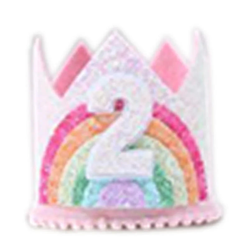 Description Picture 3 of itemFelt Rainbow Princess Girl Birthday Crown 1st 2nd 3rd Happy Birthday Party Decor Kid Girl Rainbow Unicorn Birthday Hat Babyshoer