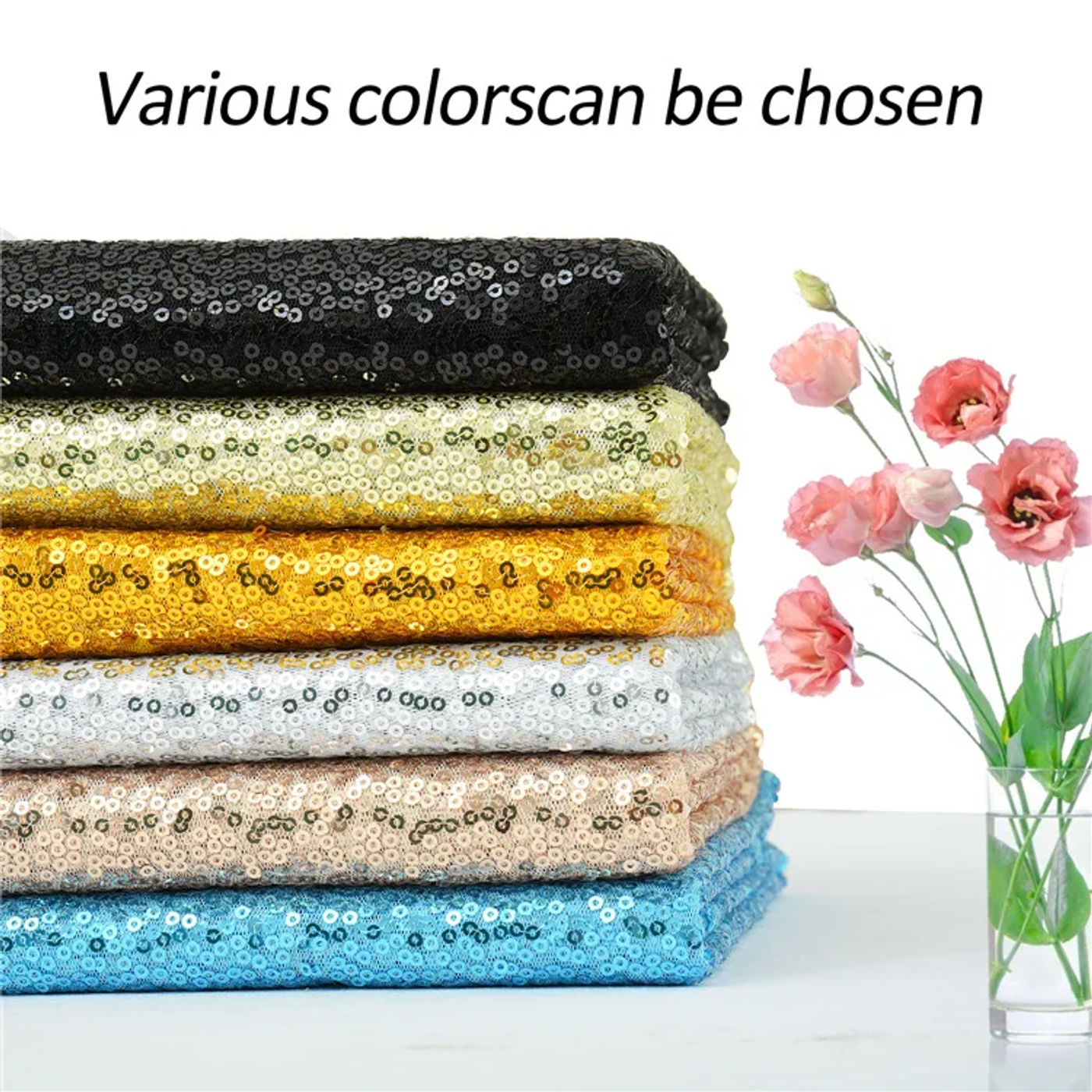 Description Picture 2 of item30x180cm Glitter Table Runners Sequin Table Runner Embroidered Mesh Table Cloth for Wedding Birthday Banquet Hotel Decoration