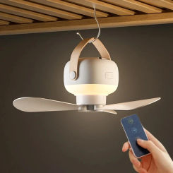 7200mAh Ceiling Fans Outdoor Camping Fan Tent Ventilator Cooler Rechargeable Electric Fan Remote Control LED Camping Lamp