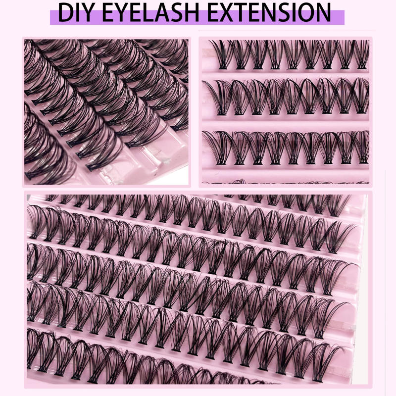 Description Picture 5 of item200 Cluster Individual Lashes C/D Curl 8-16mm Mixed Tray Natural Eyelash Extension 3D Russia Volume Eyelash bundles Makeup Tools