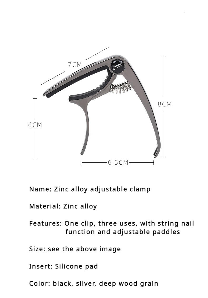 Description Picture 4 of itemExcellent Metal Guitar Capo Adjustment Clip Guitar Capo for Acoustic Electric Guitars Bass Ukulele with Picks Holder 1PC