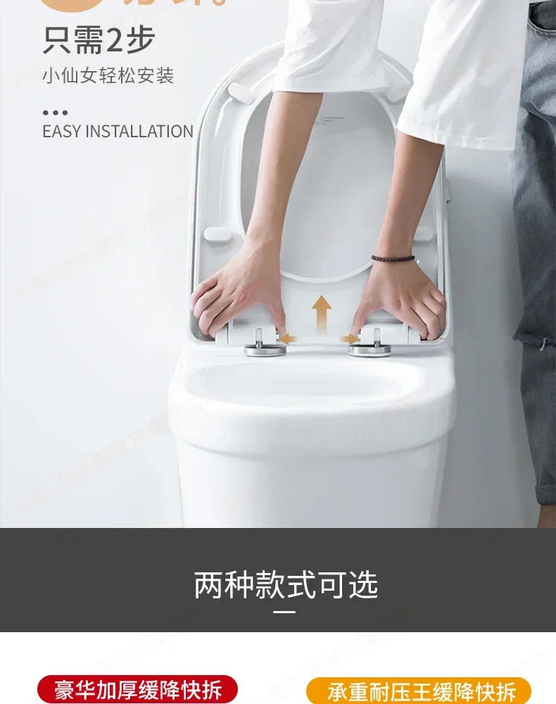 Description Picture 4 of itemPP Universal Slow-Close Toilet Seat Lid Cover Set Thicken Replacement Antibacterial Square Round O/V Type Toilet Seats