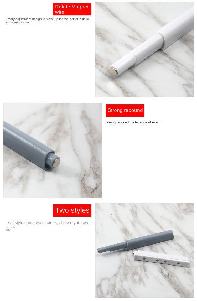 Description Picture 5 of itemAdjustable Steady Stops Buffer Equipment Plastic Furniture Double Magnetic Closer Push To Open Door Rebounder Cabinet Hardware