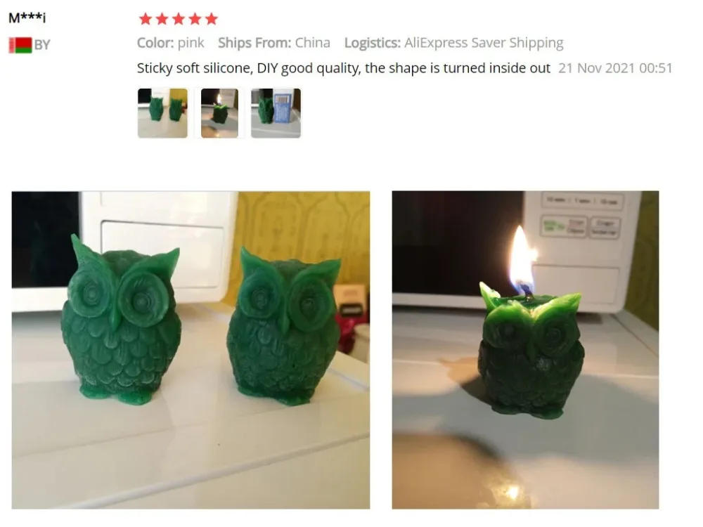 Description Picture 5 of item1pc 3D Owl Candle Mold Silicone Mold for Candle Making DIY Handmade Resin Molds for Plaster Wax Mould Soap Making Cake Kit