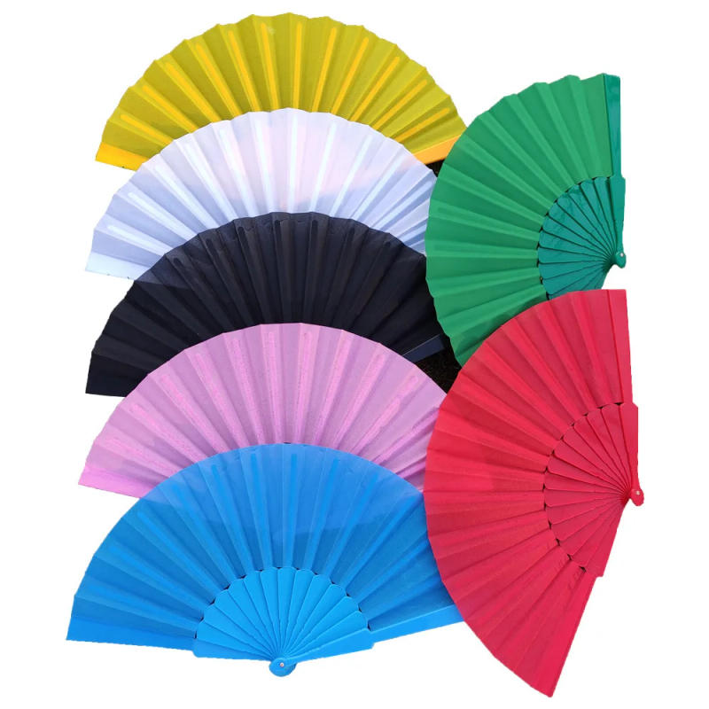 Description Picture 3 of item1PC Plastic Performances Hand Held Fans Blank White DIY Folding Cloth Fan Room Decoration Craft Gift Wedding Party Decor