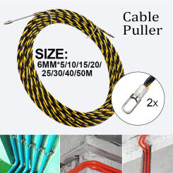6mm 5M-50M Cable Push Puller Threader Electrical Wire Guide Device Puller Lead Wiring Installation Tool With 2pcs Wire Harness