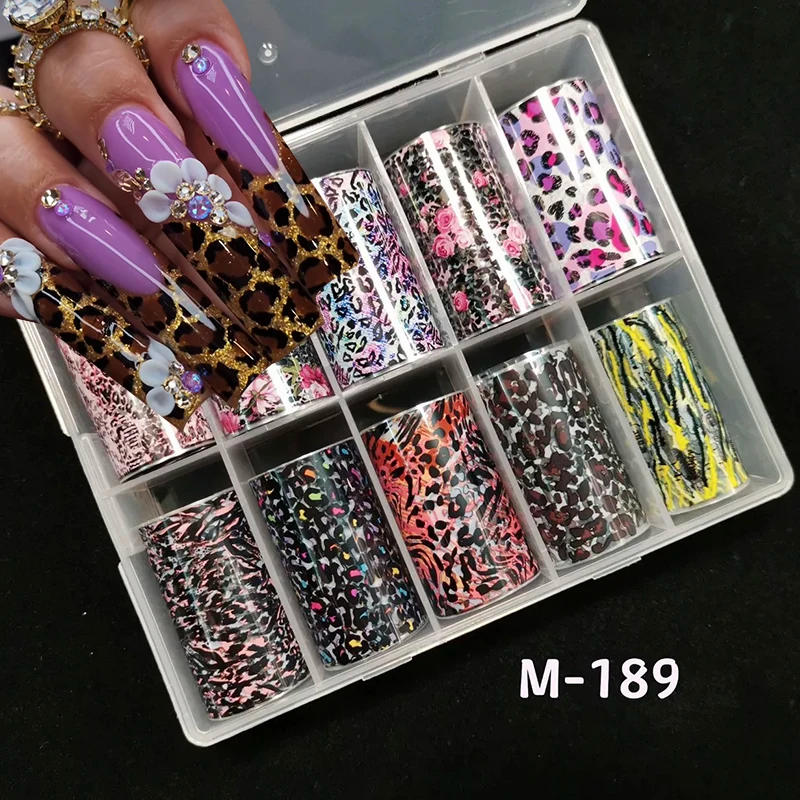 Description Picture 5 of item10 Rolls Leopard Print Transfer Paper Nail Art Foil Animal Pattern Transfer Decals Wraps Tips Stickers Manicure Decorations