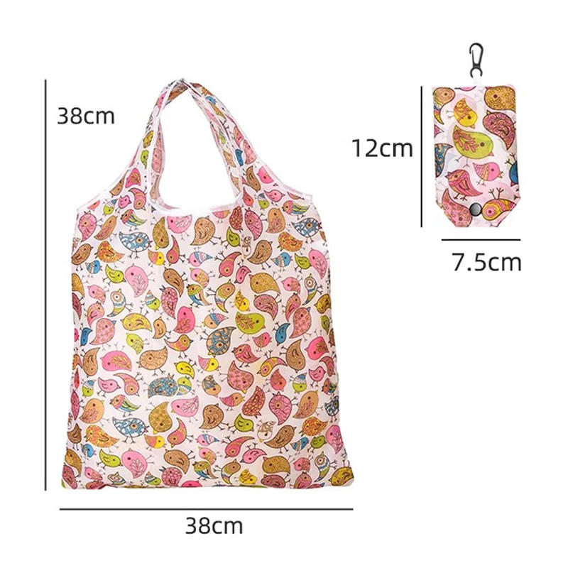 Description Picture 3 of item10pcs Foldable Shopping Bags Reusable Eco Friendly Handbags Supermarket Shopping Travel Home Grocery Storage Bag Multiple Styles