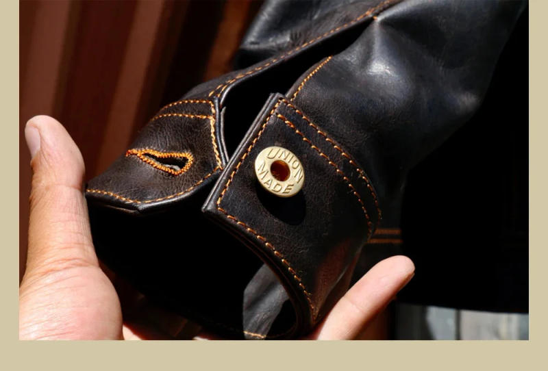 Description Picture 6 of itemYR!Free shipping.Men slim Luxury Argentine cowhide jacket.Vintage American Western cowboy style genuine leather coat.fashion new