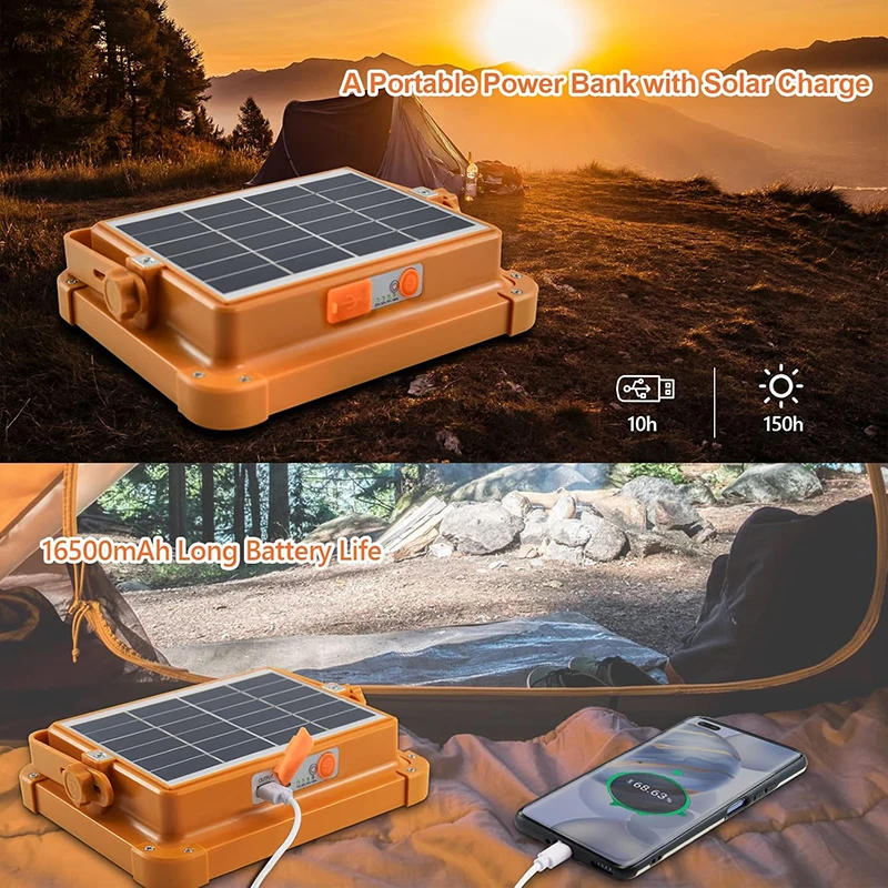 Description Picture 4 of itemNEW LED Solar Floodlight USB Rechargeable Emergency Camping Lantern Waterproof Outdoor Portable Searchlight Spotlight Flood Lamp