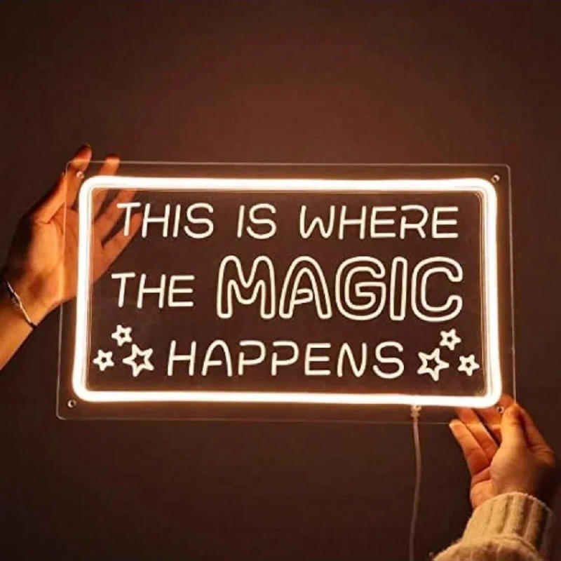 Description Picture 2 of itemThis is where the magic happens Neon SIgns For Wall Decor USB Powered Neon Lights For Home Bedroom Decoration Giifts For Friends