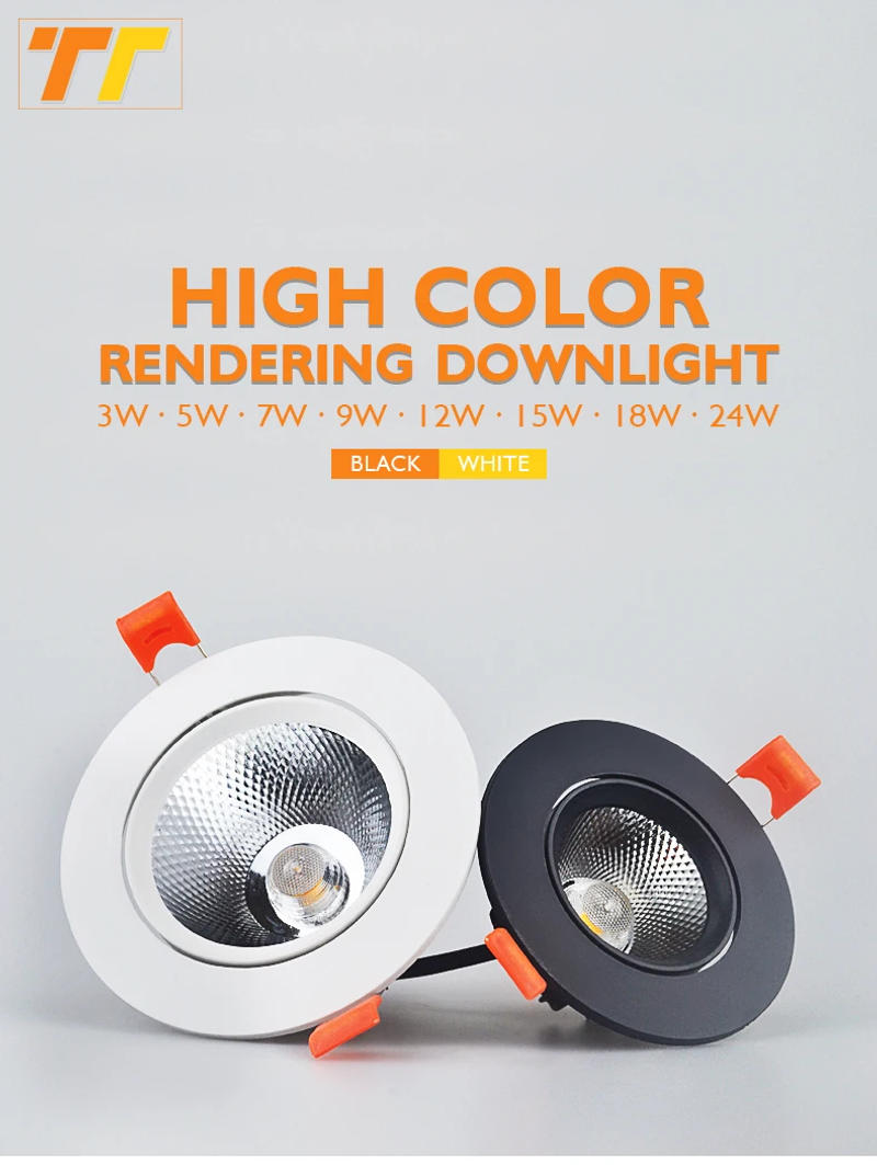 Description Picture 2 of itemDimmable LED Downlights 7W 9W Spot Lights 12W 15W AC90V-260V 5W 18W 24W COB Chip Recessed Ceiling Lamps For Home Illumination
