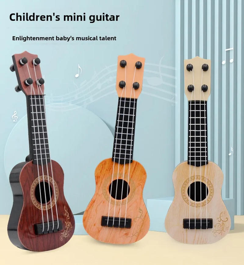 Description Picture 3 of item1Pc 25cm Ukulele Toys Children's Small Guitar Model Musical Enlightenment Music Instrument Toy Mini 4-String Guitar