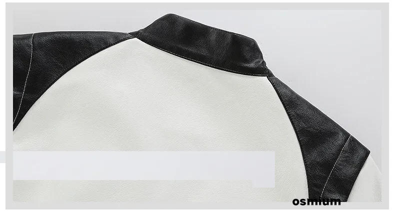 Description Picture 6 of itemBoys Winter Faux Leather Baseball Jacket Oversize 4xl Long Sleeve PU Leather Male White Plus Size Coat Men Bomber Jacket 3xl