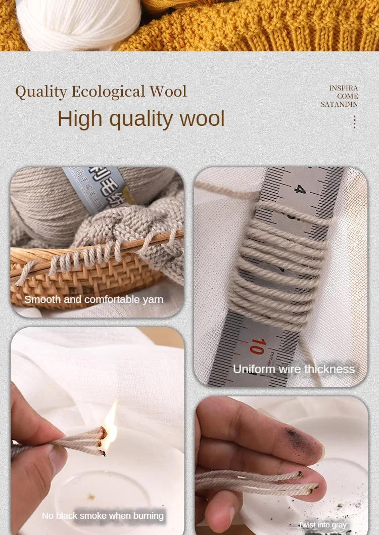 Description Picture 6 of item500g/set Medium Thick Woolen Yarn for Hand Crochet Knitting Scarf Hat Gloves Sweater Shawl Diy Soft Warm Fluffy Cashmere Thread