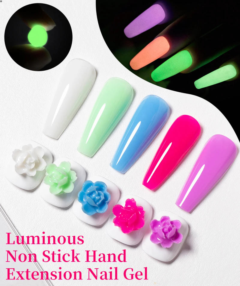 Description Picture 2 of itemBOLZIN 15ml Neon Luminous Non Stick Hand Extension Nail Gel Soak Off UV LED Semi-Permanant Carving Flower Nail Art Varnish