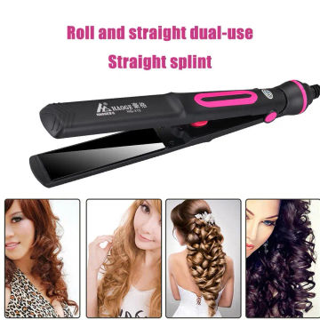 2 In 1 Straight Curling Splint Dual-Purpose Hair Straightener Curler Scald-Proof Professional Hair Waver for Student Dormitory