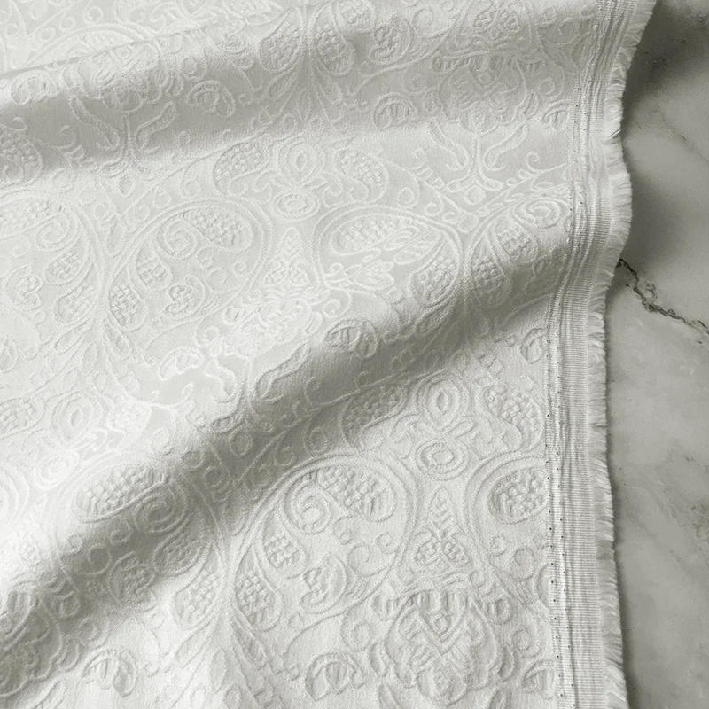 Description Picture 3 of itemJacquard Fabric Spring Autumn White Polyester Cotton Han Suit Ancient Horse Face Skirt Suit Pants Diy Sewing Wholesale Cloth