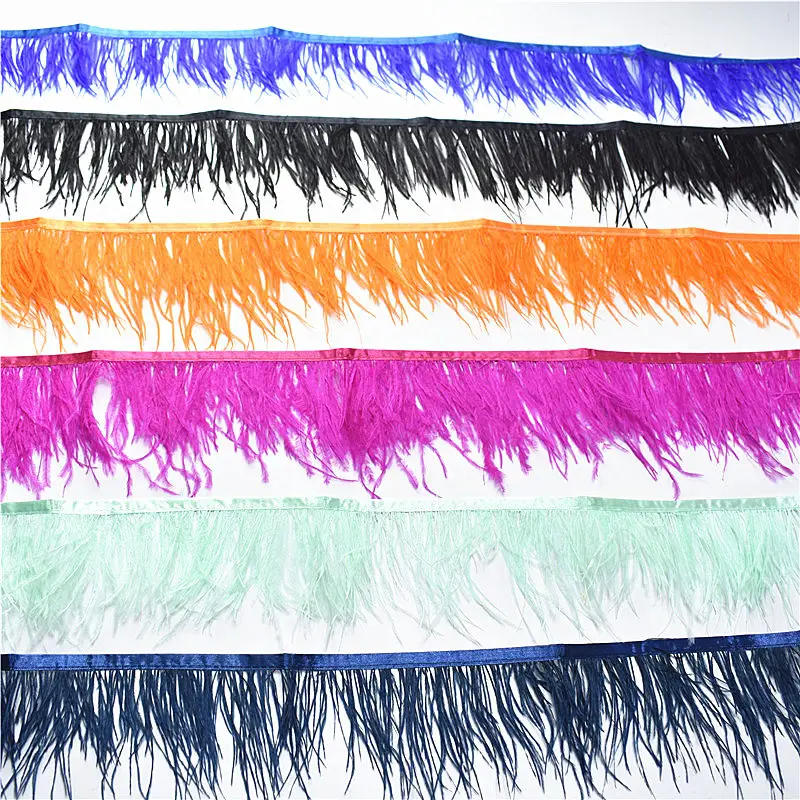 Description Picture 6 of itemWholesale 10Yard Ostrich Feathers Trim For Needlework Decorative Ribbon Sewing Fringes Clothes Wedding Dress DIY Supplies Crafts
